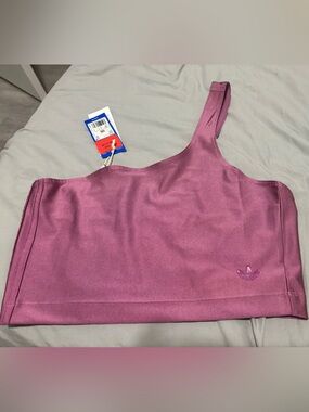 adidas Purple Cropped One-Shoulder Tank